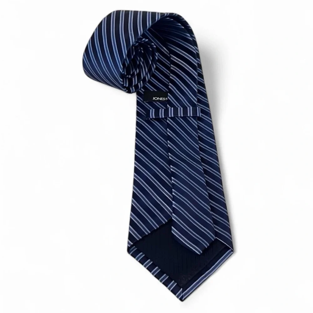 Jones New York Striped Silk Tie Blue